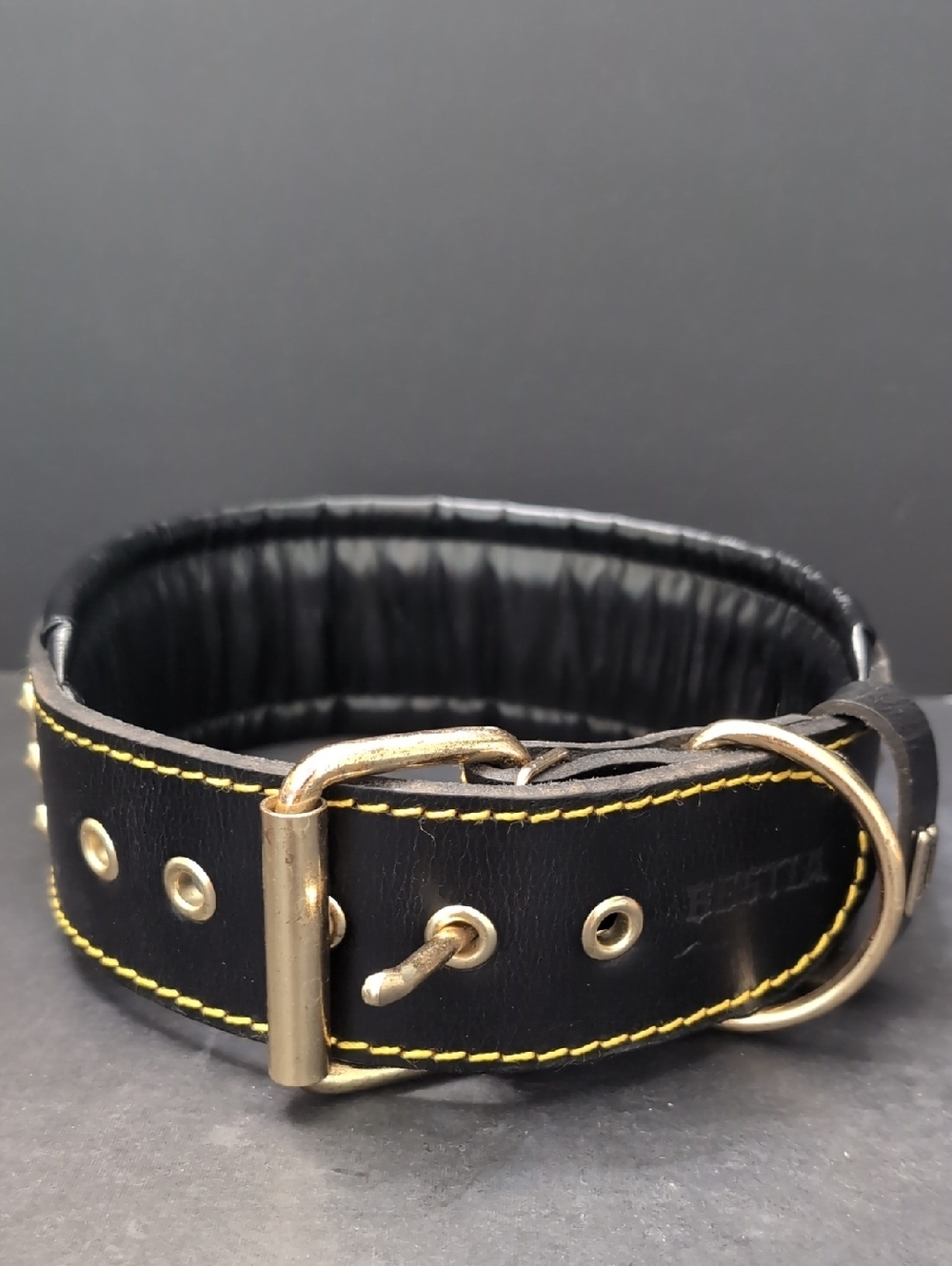 Bestia Maximus Chunky  Black Leather Dog Collar.